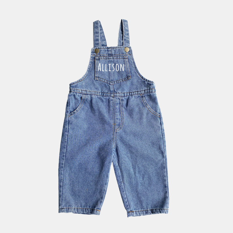 Personalized Kids Oversized Denim Overalls| Pants06