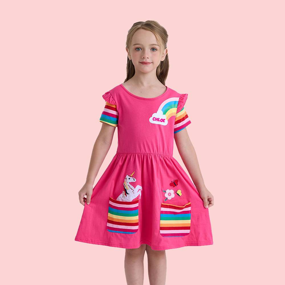 Personalized Girl Rainbow Unicorn Birthday Dress| Dress10