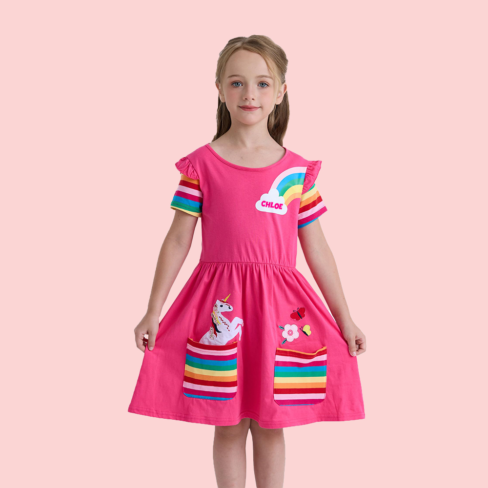Personalized Girl Rainbow Unicorn Birthday Dress| Dress10