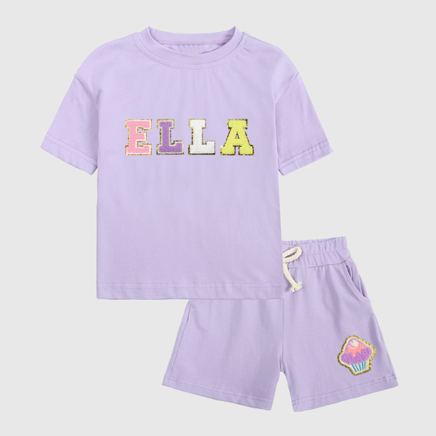 Personalized Kid Summer Hand Patch Toddler Set |Cloth218
