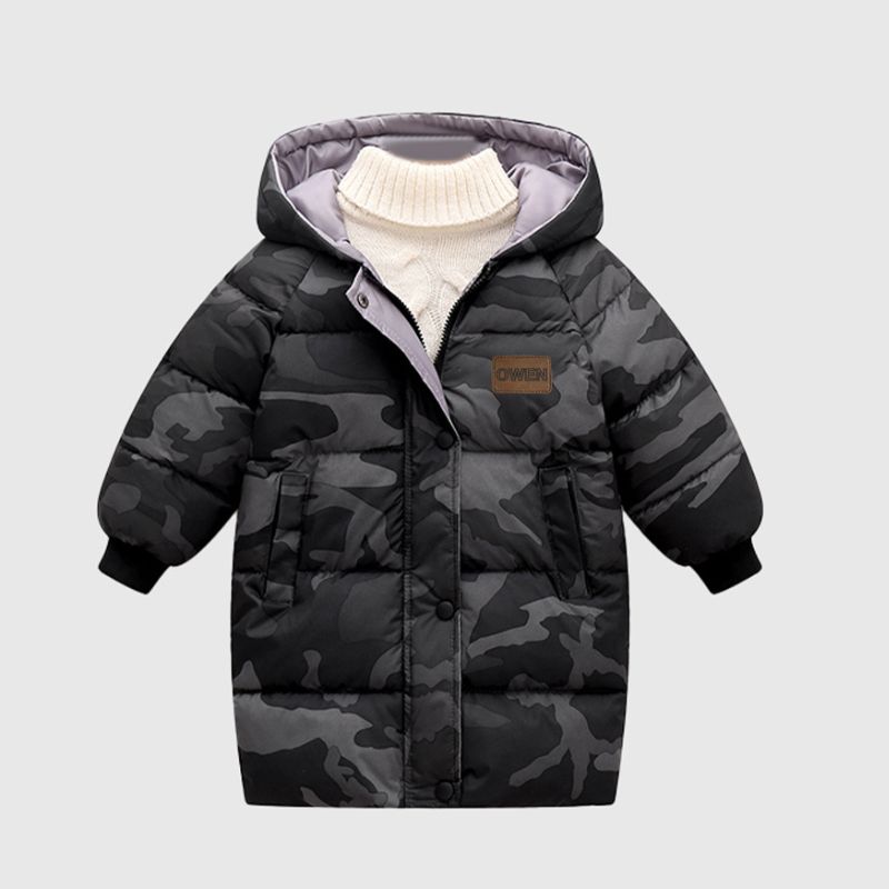 Personalized Kid Leather Patch Winter Thickened Warm Jacket| Cloth211
