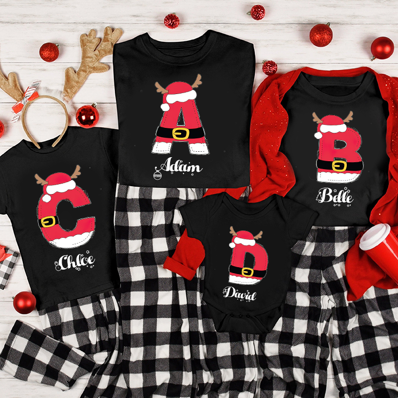 Personalized Family Christmas Monogrammed Name T-Shirt| Match0412