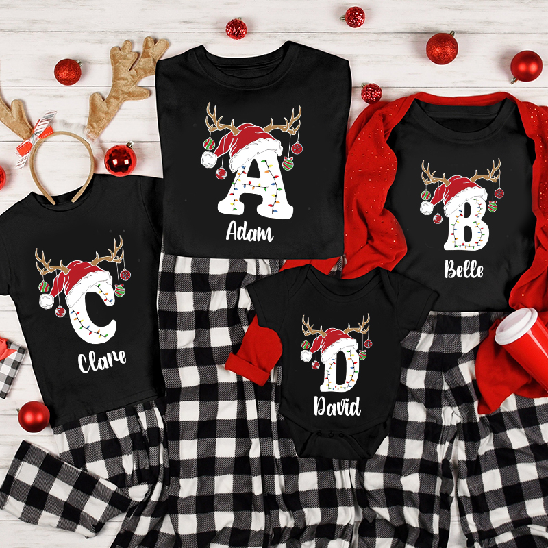 Personalized Family Christmas Monogrammed Name T-Shirt| Match0421