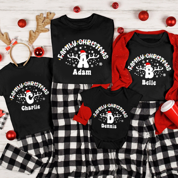 Personalised Family Christmas Name T-Shirt| Match0404