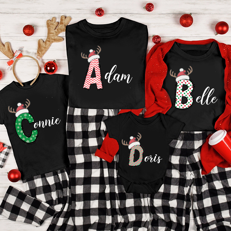 Personalised Family Christmas Name T-Shirt| Match0408