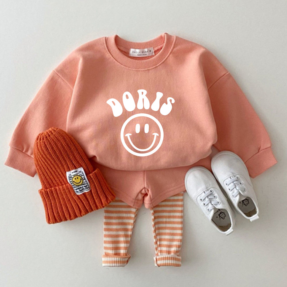 Personalized Kids Smile Face Sweatshirt Set | Cloth52
