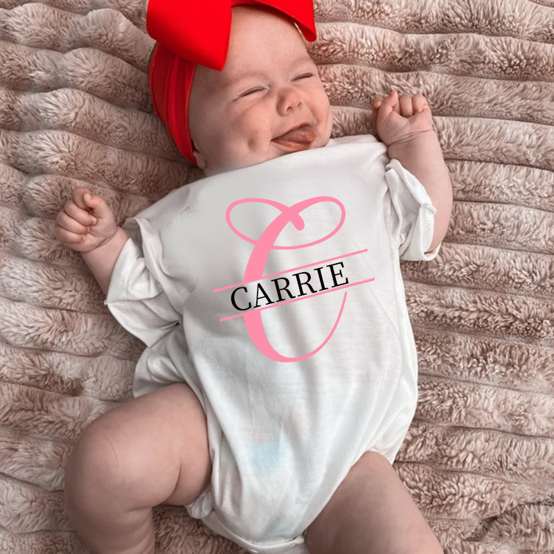 Personalized Baby Split Monogram Alphabet Bubble Romper| BBCloth46