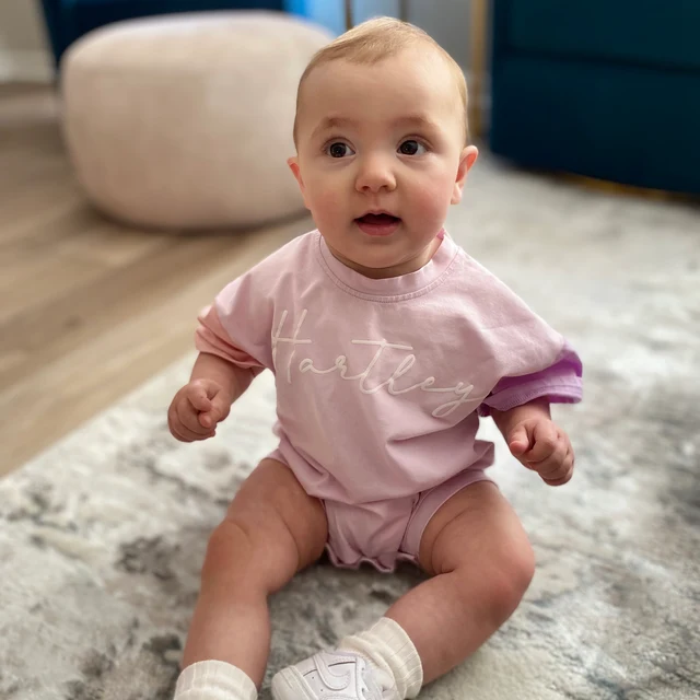 Personalized Baby Puff Name Short Sleeve Shirt Romper| BBCloth48