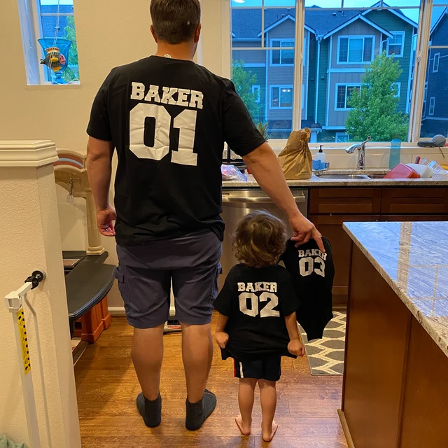 Personalised Dad and Baby Last Name Number Matching Shirts| Match02