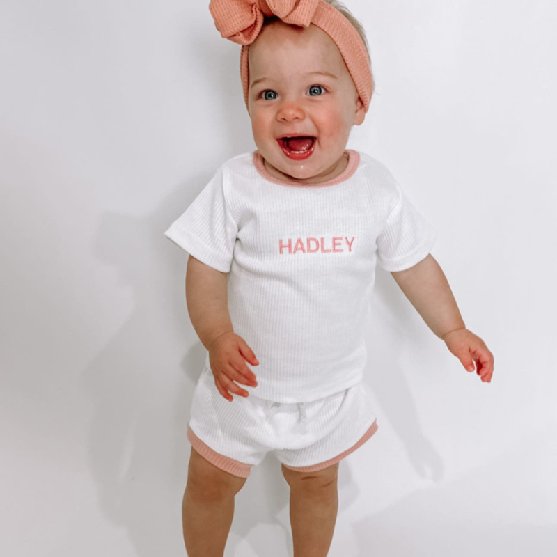 Personalized Kids Embroidered Summer Shorts Set| Cloth174