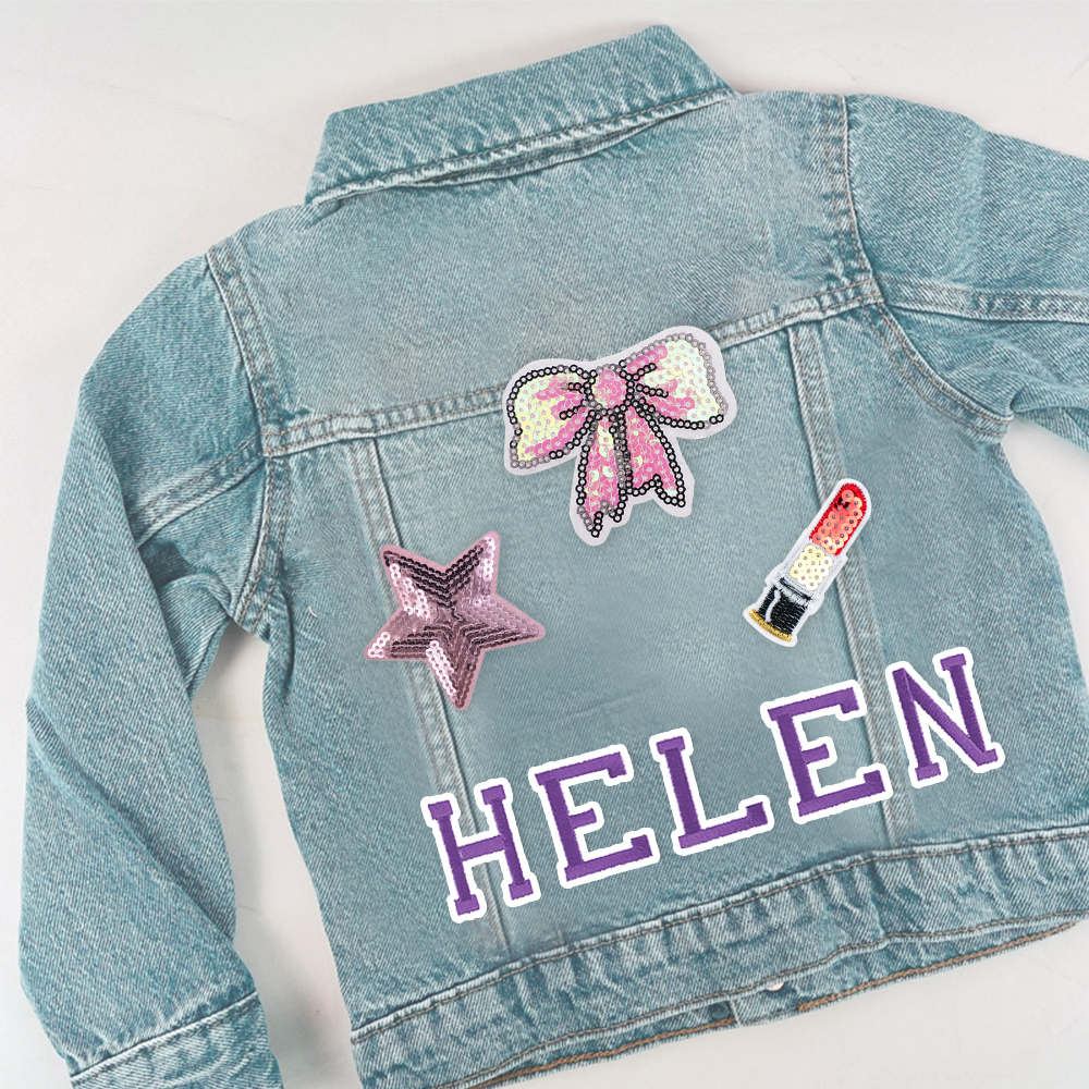 Personalized Girls Denim Patch Jacket| Cloth179