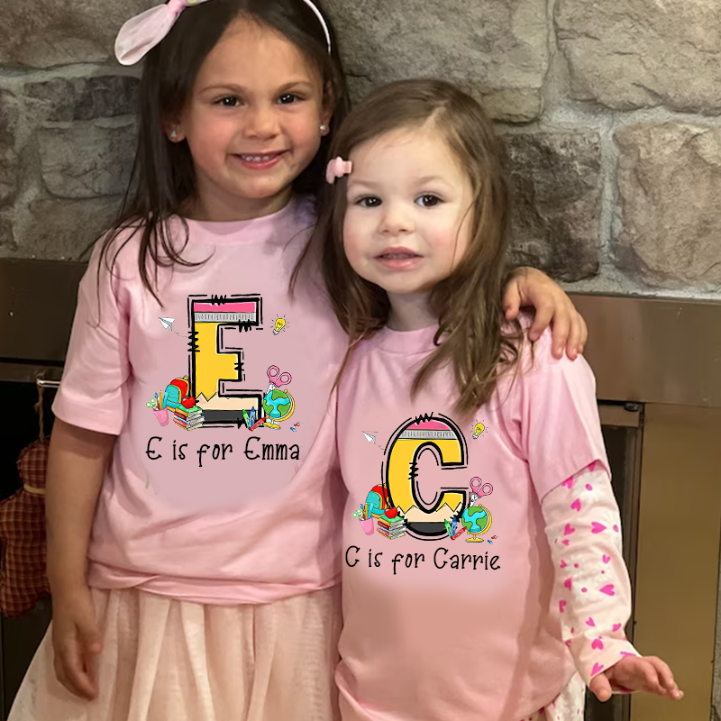 Personalized Kids Back To School Alphabet  Name T-Shirt| Cloth1408