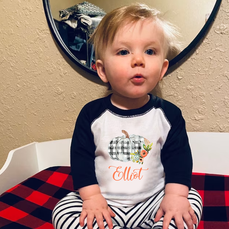 Personalized Kids Pumpkin Name Long Sleeves Shirt| Cloth12402