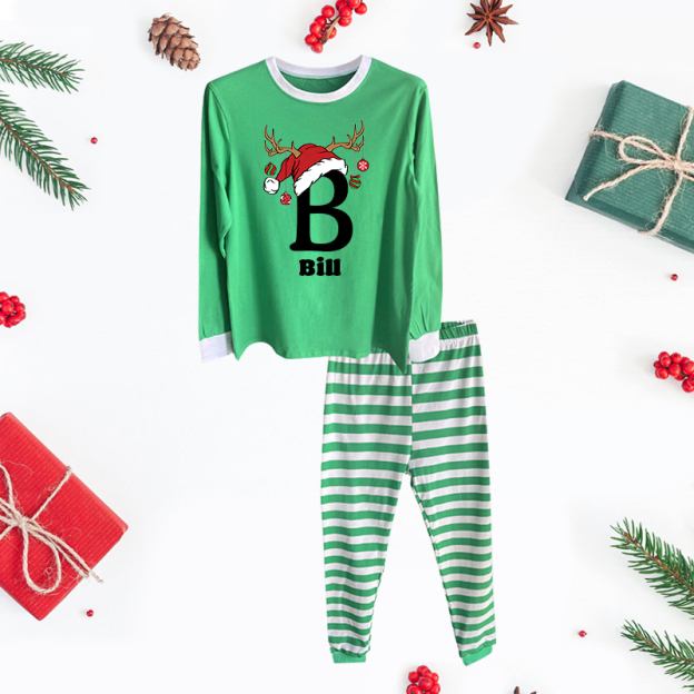 Personalized Family Monogram Christmas Pajamas Set| Cloth2402