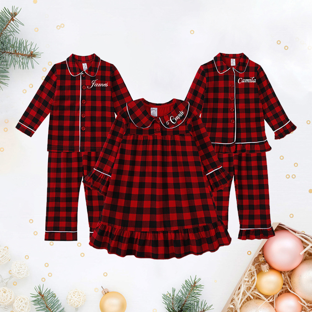 Personalized Kids Embroidered Name Christmas Pajamas| Cloth201