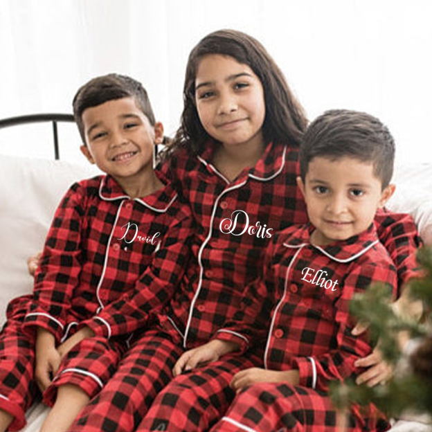 Personalized Kids Embroidered Name Christmas Pajamas| Cloth201