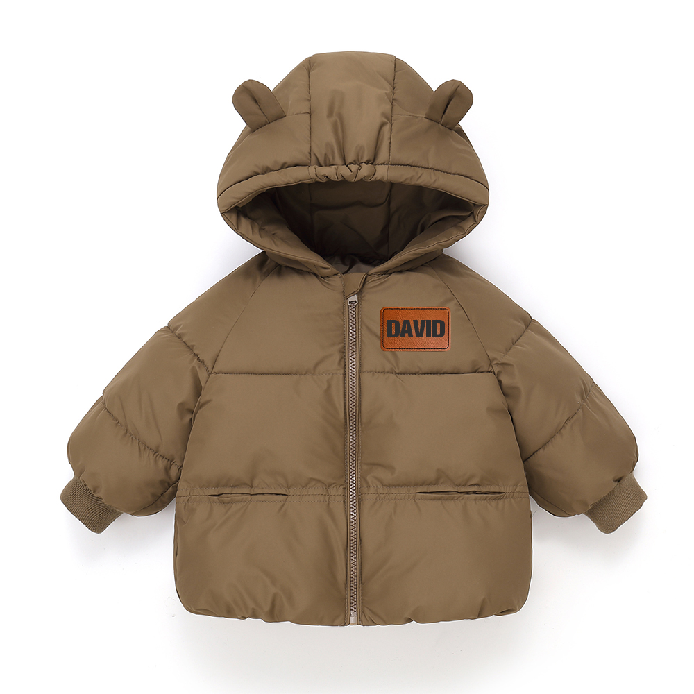 Personalized Kids Winter Thicken Warm Leather Hooded Jacket| Cloth204