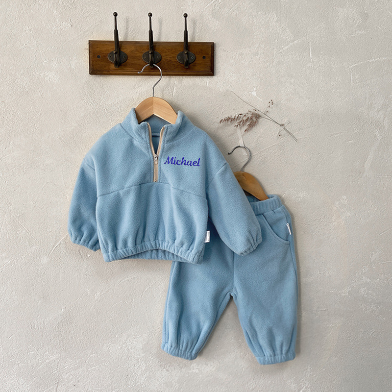 Personalized Kids Embroidered Fleece Hoodies Sports Suit| Cloth202