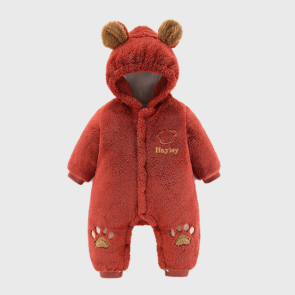 Personalized Unisex Baby Bear Fleece Jumpsuit| BBCloth77