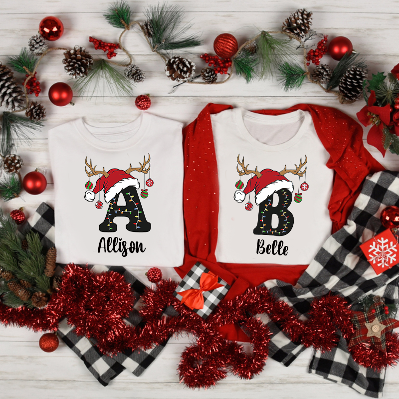 Personalized Family Christmas Monogrammed Name T-Shirt| Match0421