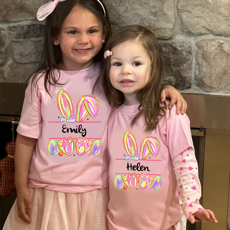 Personalized Kids Bunny Summer T-Shirt| Cloth1413