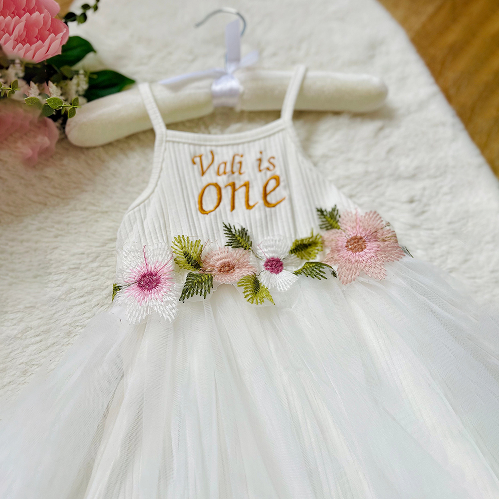 Personalized Girl Embroidered Cake Smash Dress| Dress13