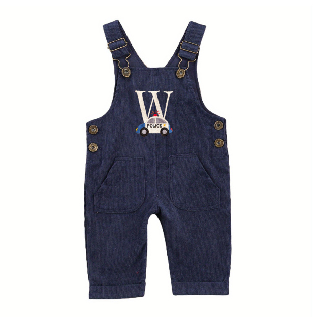 Personalized Embroidery Corduroy Baby Suspenders Jumpsuit | CWBaby387