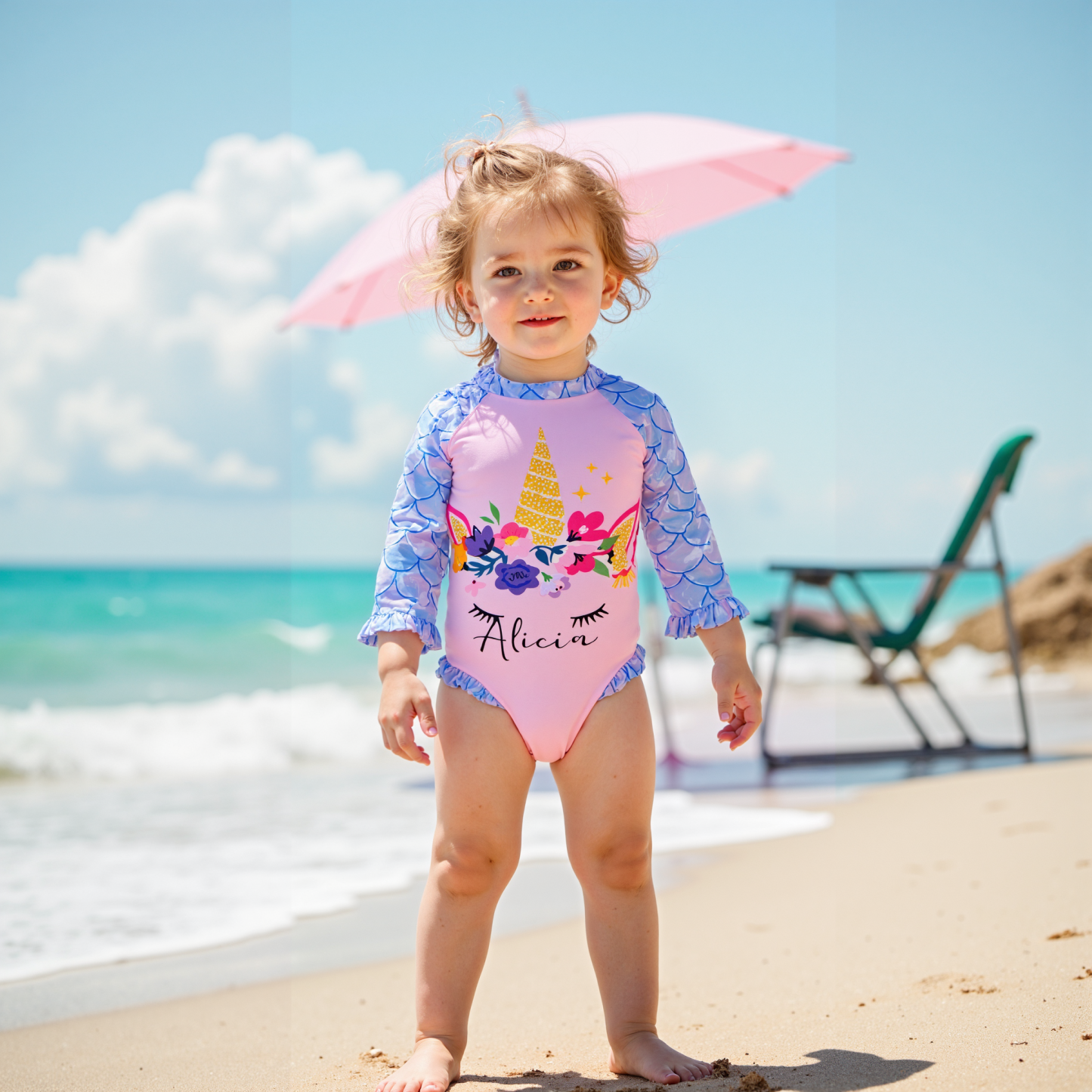 Personalized Girl Unicorn Sun Protection Swimsuit| Swimsuit05