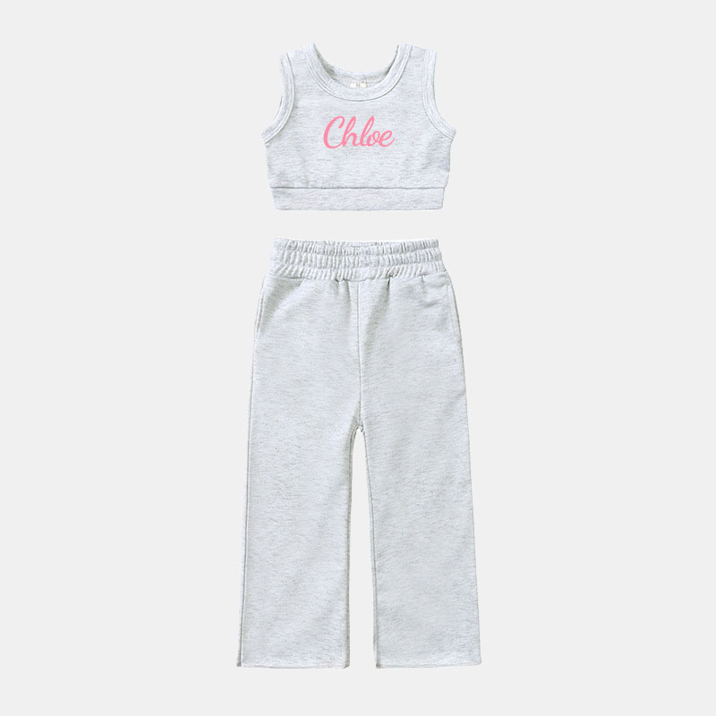 Personalized 2PCS Girl Summer Sleeveless Vest Set| Cloth222