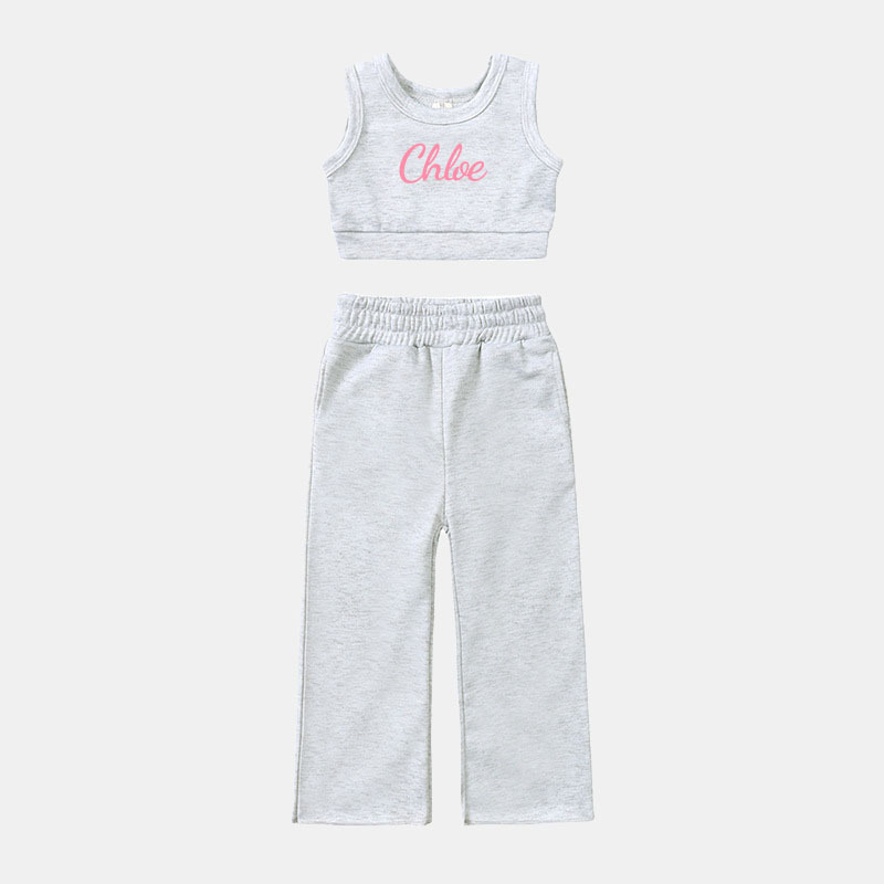 Personalized 2PCS Girl Summer Sleeveless Vest Set| Cloth222