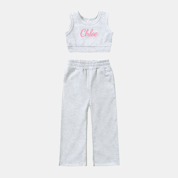 Personalized 2PCS Girl Summer Sleeveless Vest Set| Cloth222