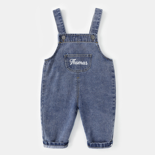 Personalized Kids Embroidered Denim Overalls| Pants21
