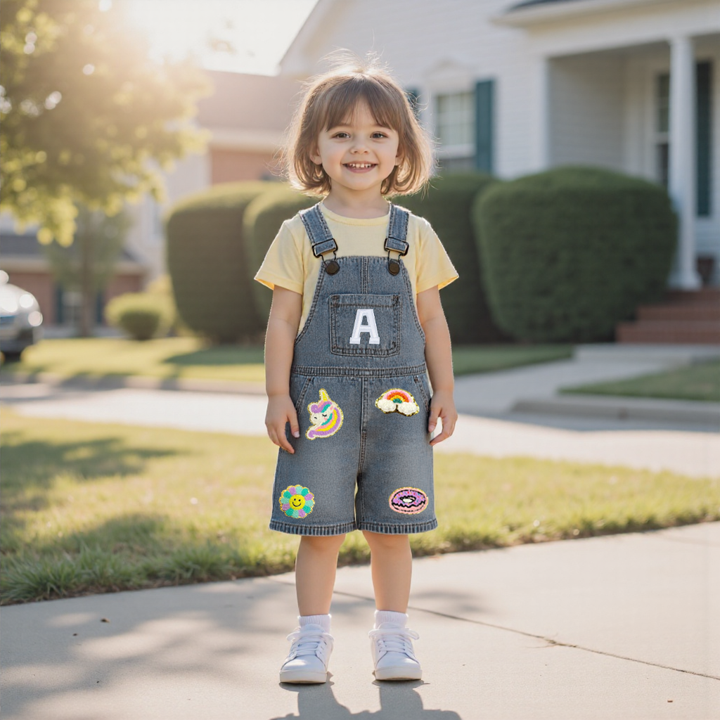 Personalized Kids Patch Denim Overalls| Pants23