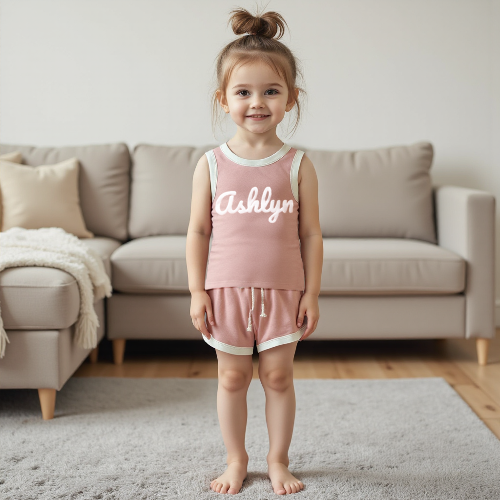 Personalized Kids Puff Name Toddler shorts Set| Cloth225