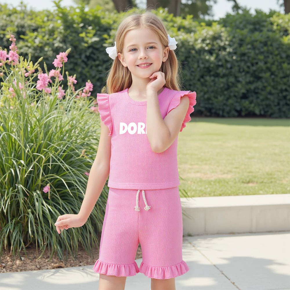 Personalized Girl Summer Ruffle T-Shirt and Shorts Set| Cloth231