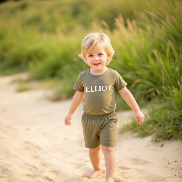 Personalized Kid Summer Puff Name T-Shirt and Shorts Set| Cloth232