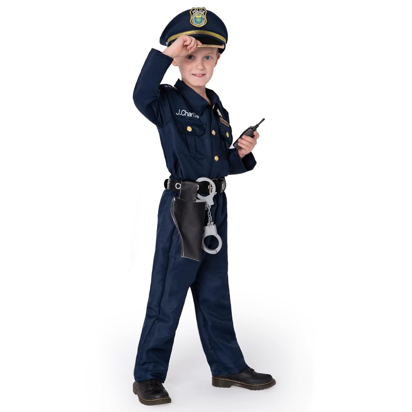 Personalized Kids Embroidery Police Costume Outfits| YESHalloween02