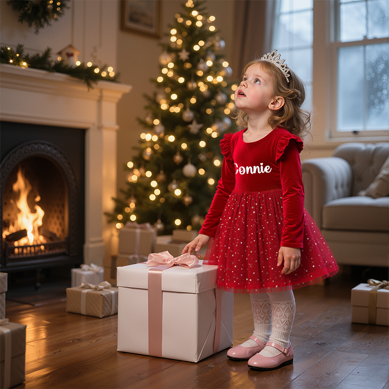 Personalized Gir Long-Sleeved Ruffled Princess Dress| Dress26