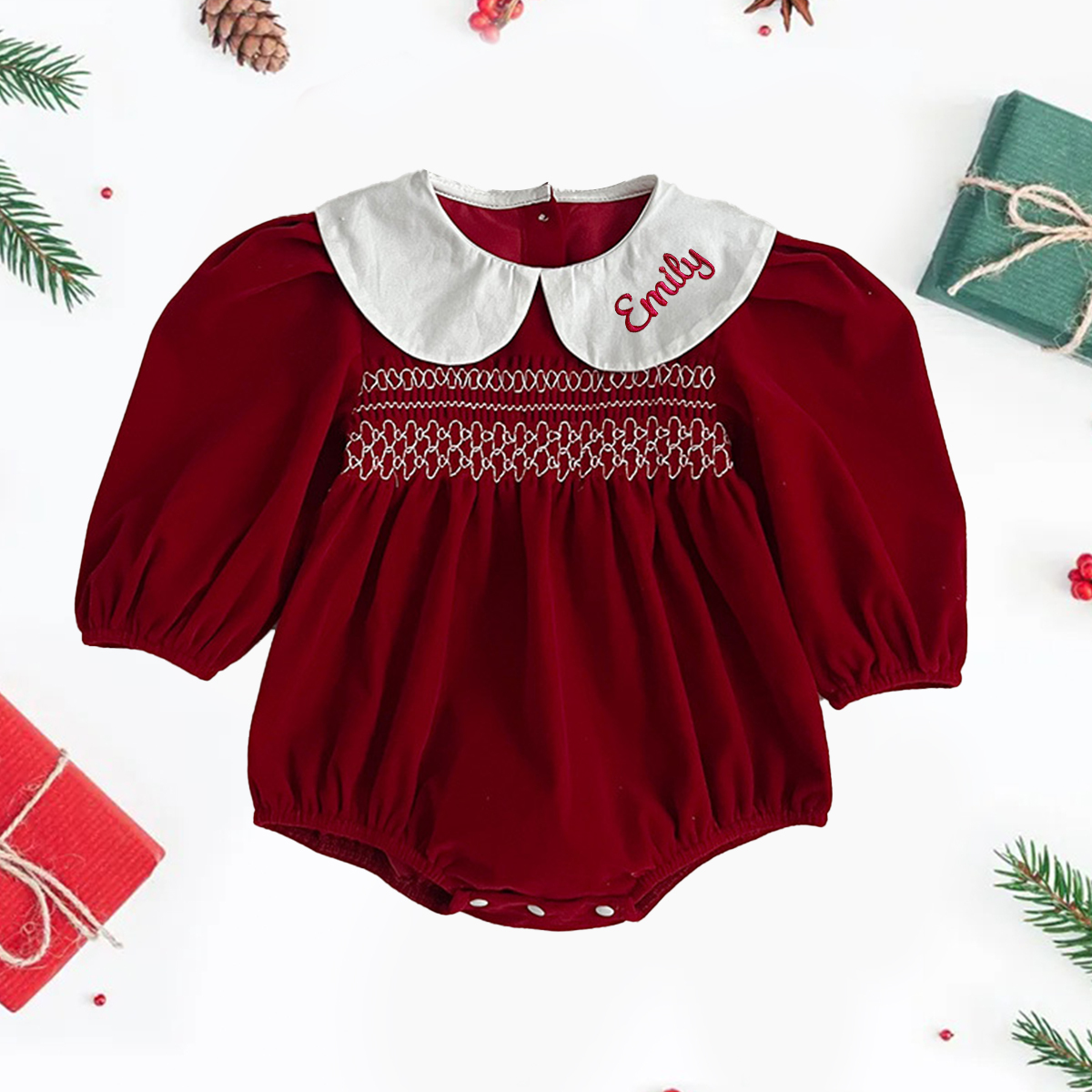 Personalized Girl Embroidered Christmas outfit| Cloth242