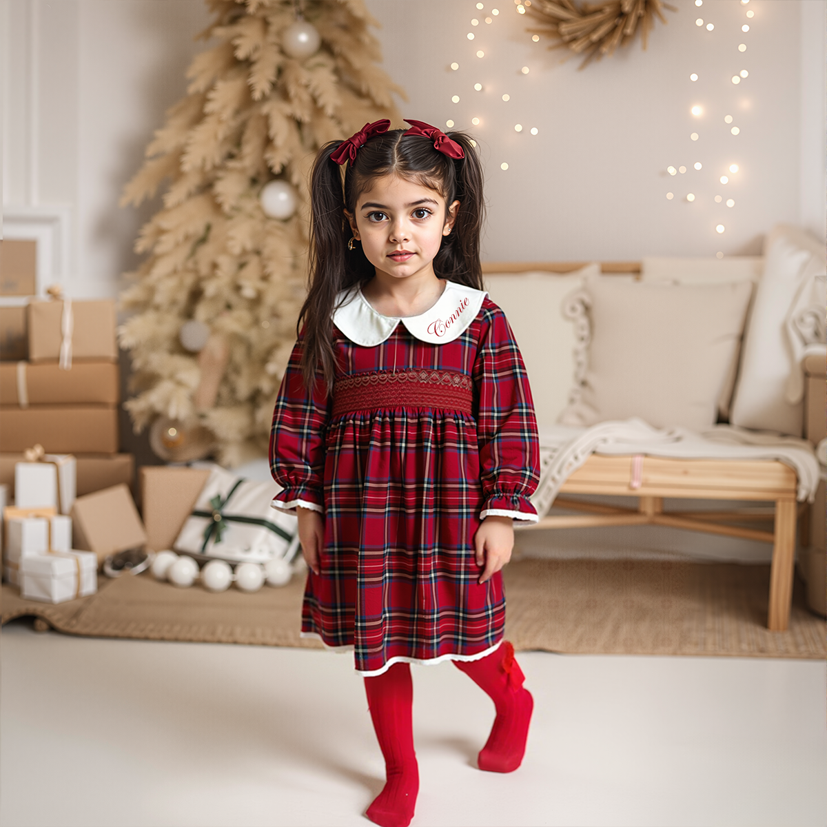 Personalized Girl Embroidered Christmas outfit| Cloth243