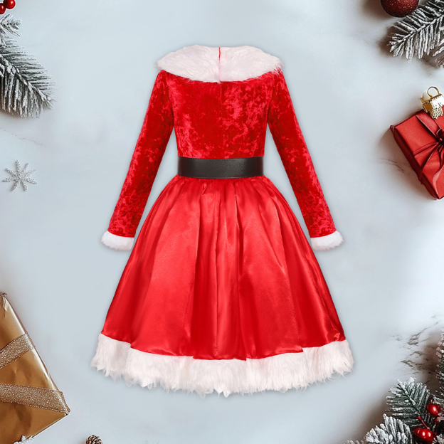 Personalized Leather Patch Christmas Led Dress with Hat| YESMC16