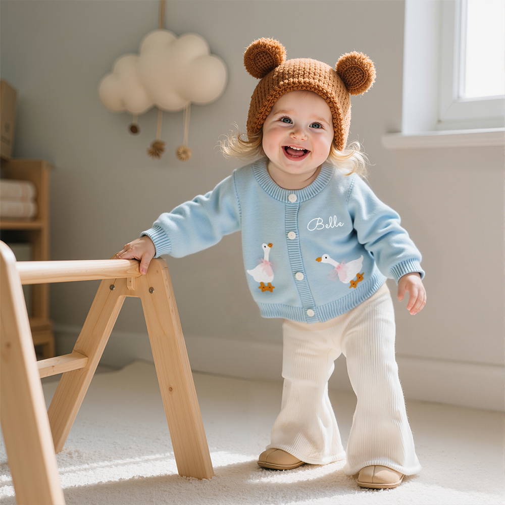 Personalized Girl Hand Embroidered Goose Cardigan| Cloth246