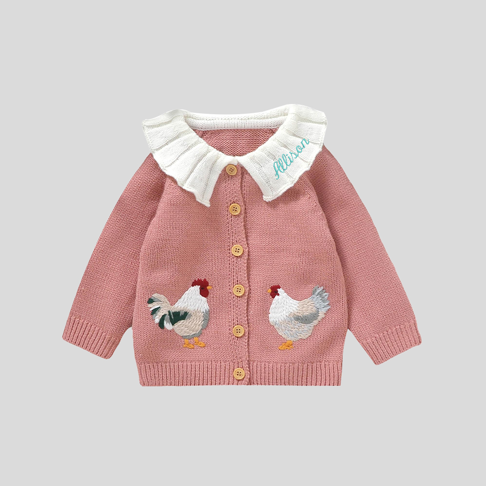 Personalized Baby Embroidered Chick Cardigan| BBcloth102