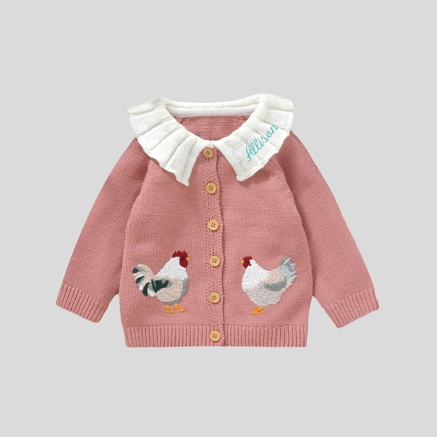 Personalized Baby Embroidered Chick Cardigan| BBcloth102
