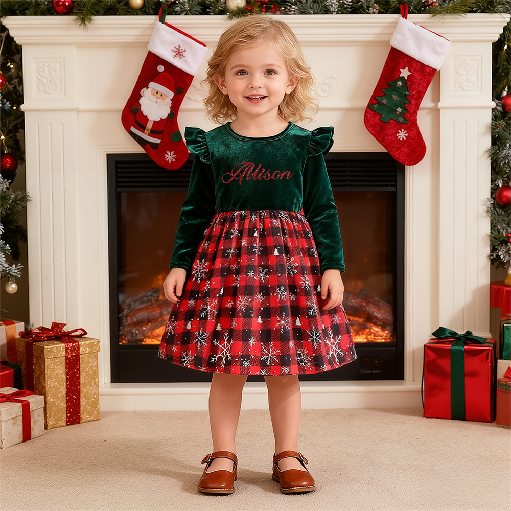 Personalized Girl Christmas Cute Snowflake Dress| YESMC25