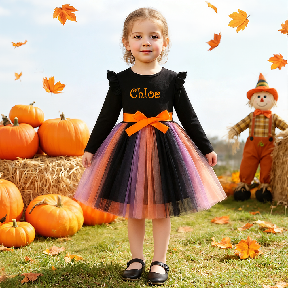 Personalized Girl Halloween Tuell Dress| YESHalloween08