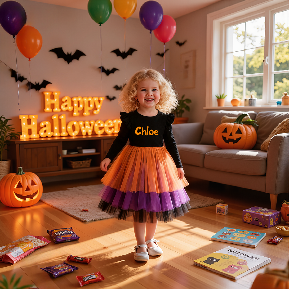 Personalized Girl Halloween Tulle Cake Dress| YESHalloween09