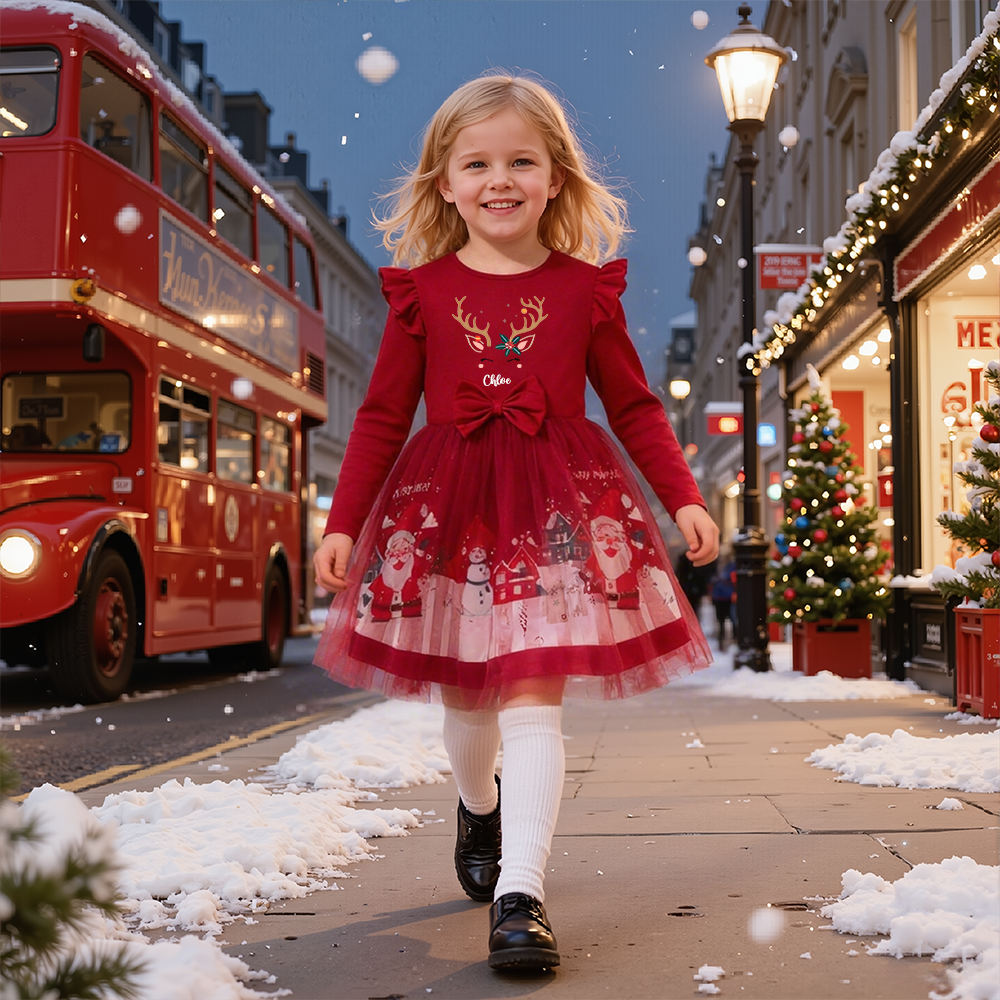 Personalized Girl Christmas Santa Tulle Dress| Dress3301