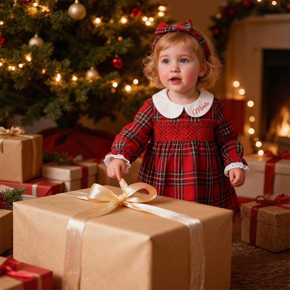 Personalized Girl Red Dress With Headband| YESMC29