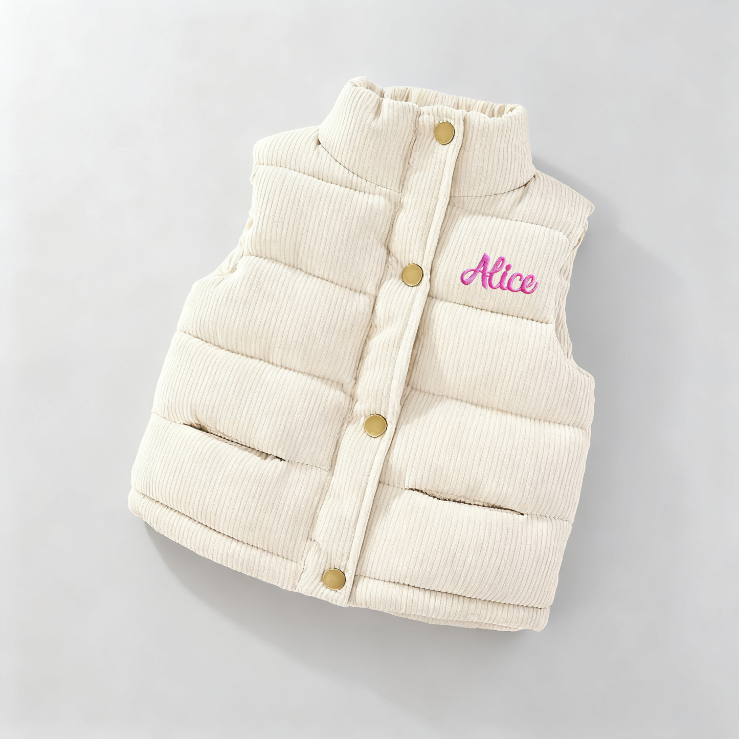 Personalized Kid Embroidered Corduroy Vest| Cloth252
